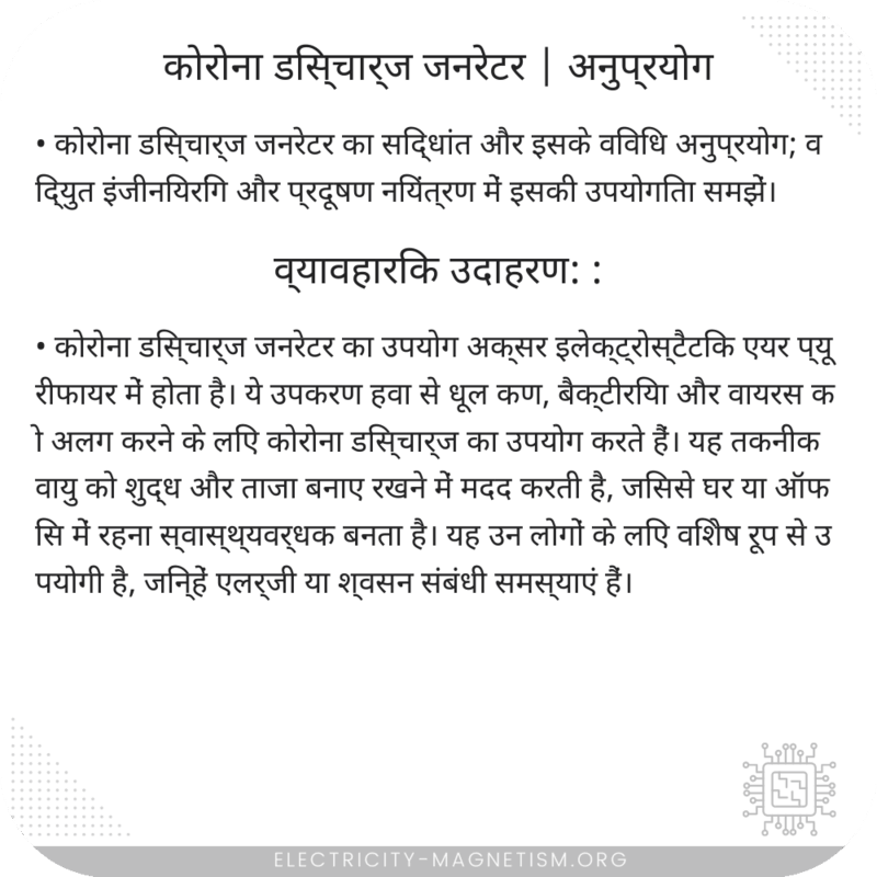कोरोना डिस्चार्ज जनरेटर | अनुप्रयोग