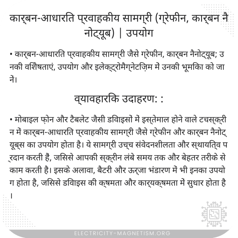कार्बन-आधारित प्रवाहकीय सामग्री (ग्रेफीन, कार्बन नैनोट्यूब) | उपयोग
