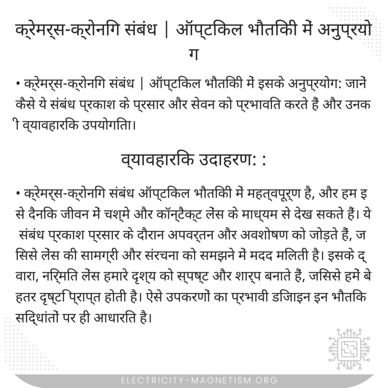 क्रेमर्स-क्रोनिग संबंध | ऑप्टिकल भौतिकी में अनुप्रयोग