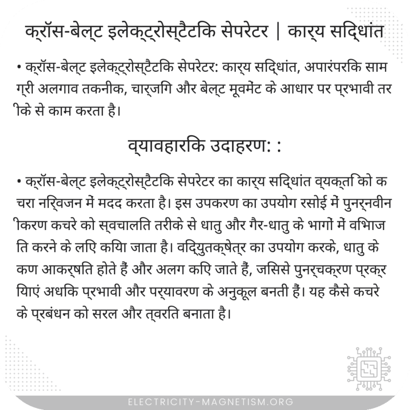 क्रॉस-बेल्ट इलेक्ट्रोस्टैटिक सेपरेटर | कार्य सिद्धांत