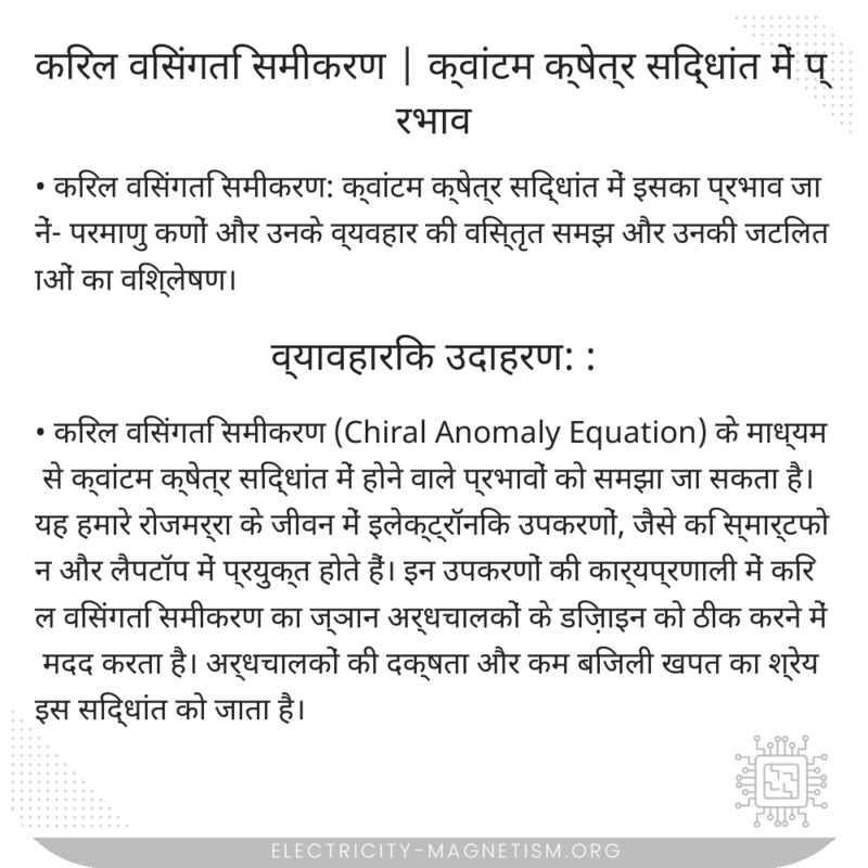 किरल विसंगति समीकरण | क्वांटम क्षेत्र सिद्धांत में प्रभाव