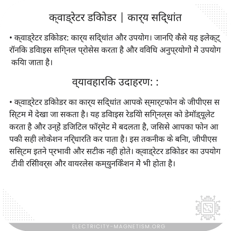 क्वाड्रेटर डिकोडर | कार्य सिद्धांत