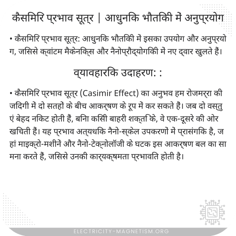 कैसिमिर प्रभाव सूत्र | आधुनिक भौतिकी में अनुप्रयोग