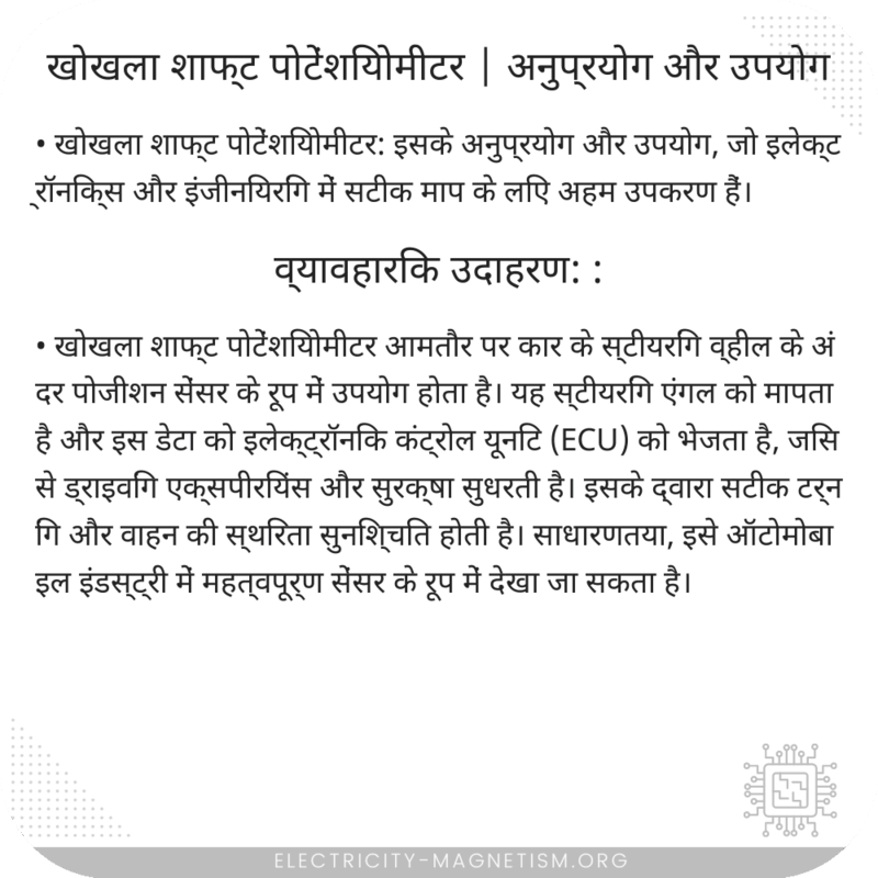खोखला शाफ्ट पोटेंशियोमीटर | अनुप्रयोग और उपयोग