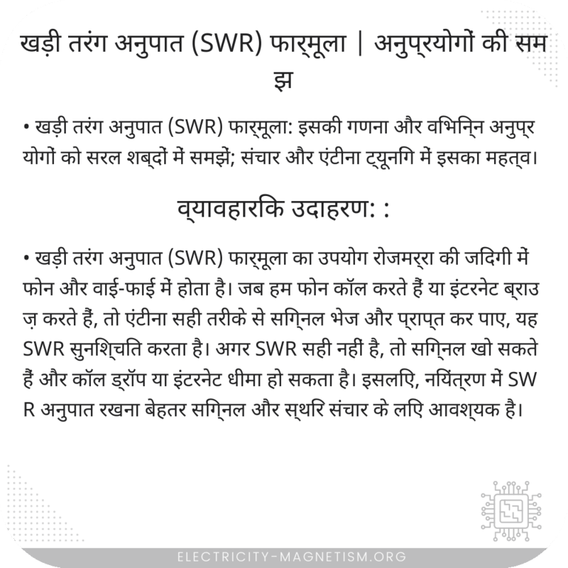 खड़ी तरंग अनुपात (SWR) फार्मूला | अनुप्रयोगों की समझ