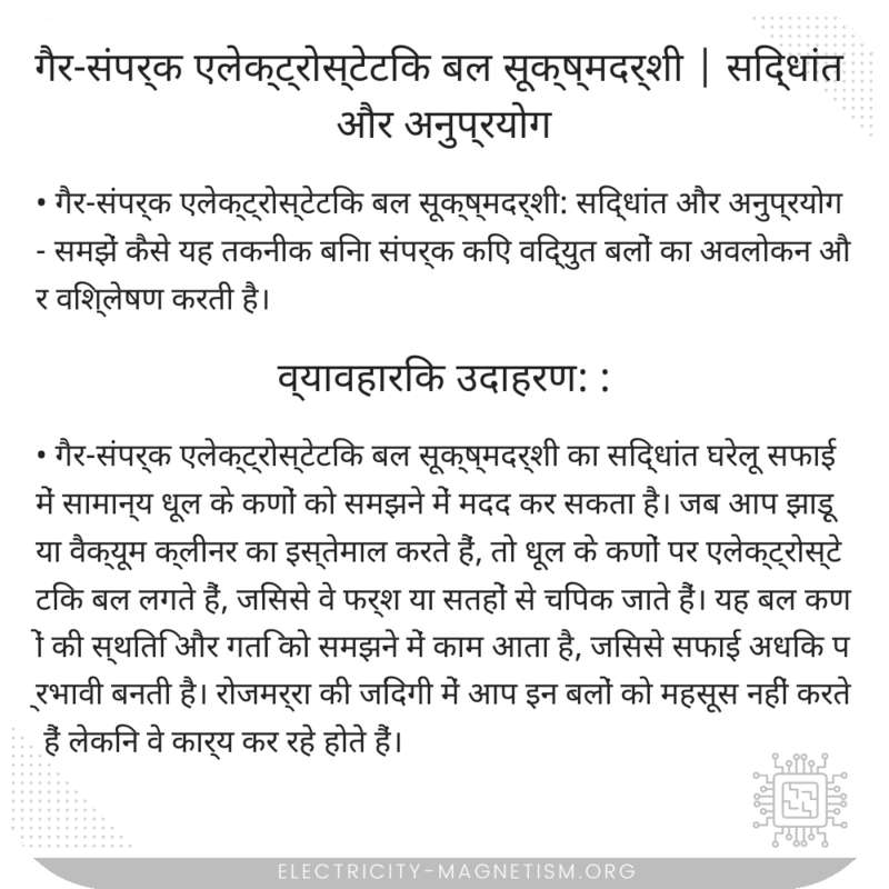गैर-संपर्क एलेक्ट्रोस्टेटिक बल सूक्ष्मदर्शी | सिद्धांत और अनुप्रयोग