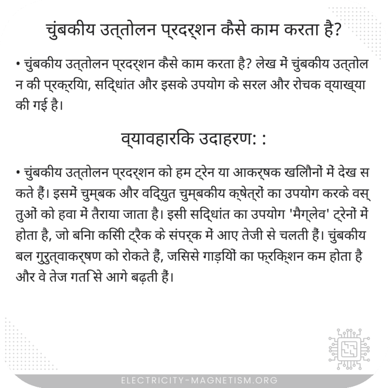 चुंबकीय उत्तोलन प्रदर्शन कैसे काम करता है?