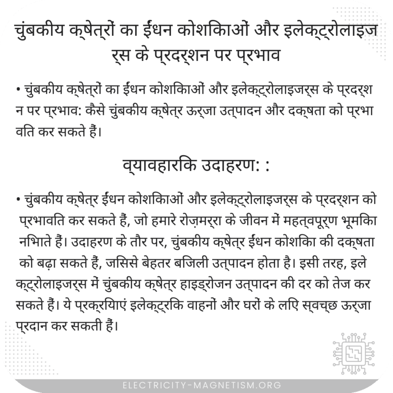 चुंबकीय क्षेत्रों का ईंधन कोशिकाओं और इलेक्ट्रोलाइजर्स के प्रदर्शन पर प्रभाव