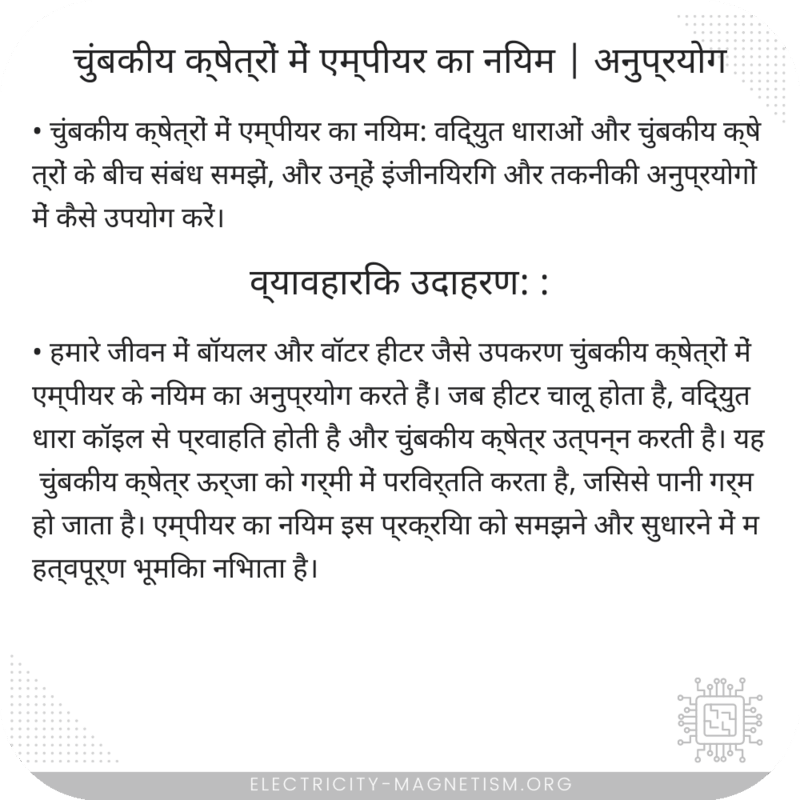 चुंबकीय क्षेत्रों में एम्पीयर का नियम | अनुप्रयोग