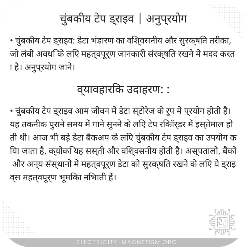 चुंबकीय टेप ड्राइव | अनुप्रयोग