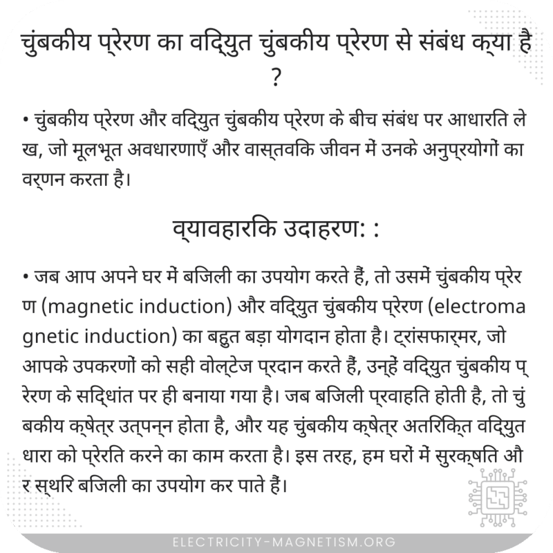 चुंबकीय प्रेरण का विद्युत चुंबकीय प्रेरण से संबंध क्या है?