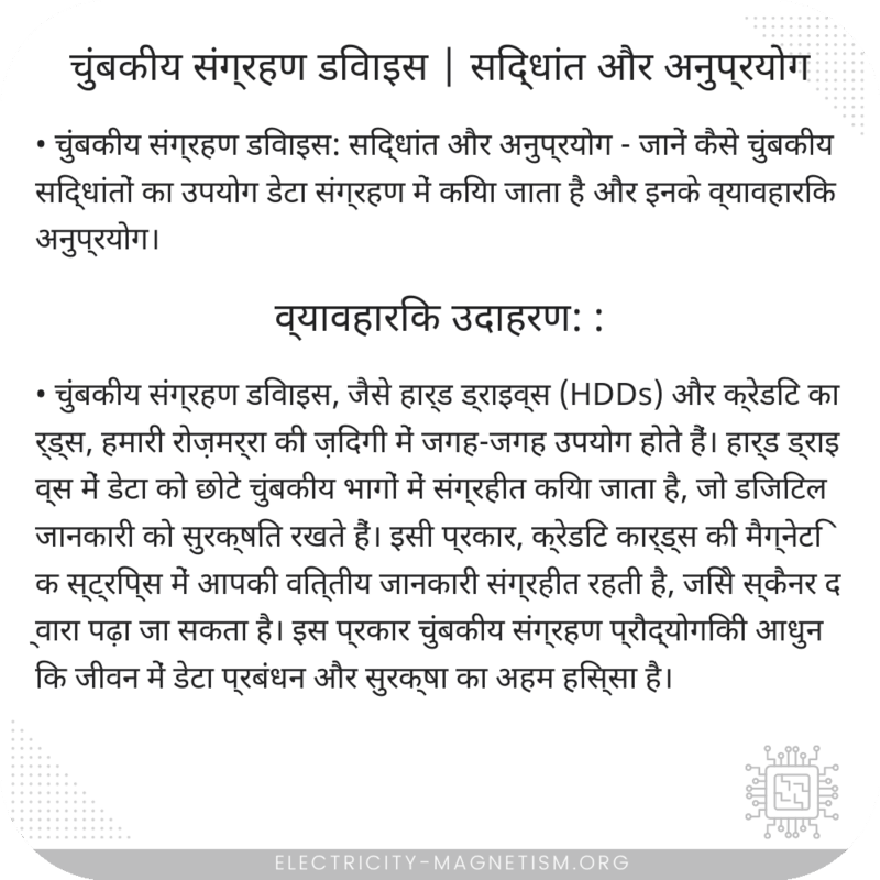 चुंबकीय संग्रहण डिवाइस | सिद्धांत और अनुप्रयोग