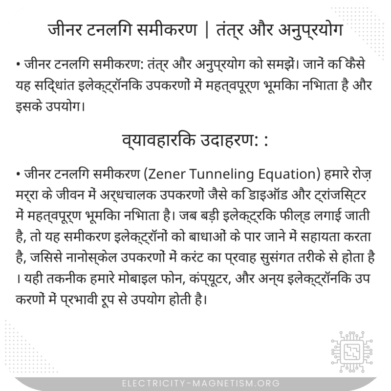 जीनर टनलिंग समीकरण | तंत्र और अनुप्रयोग