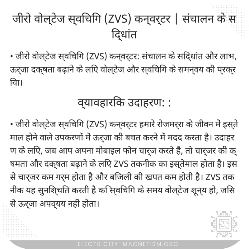 जीरो वोल्टेज स्विचिंग (ZVS) कन्वर्टर | संचालन के सिद्धांत