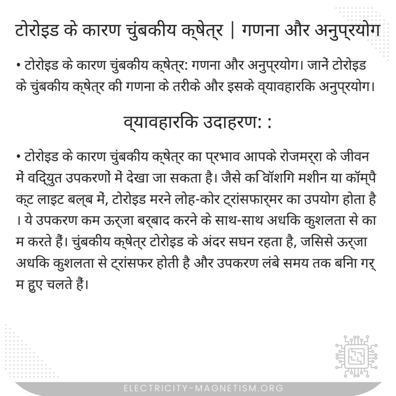 टोरोइड के कारण चुंबकीय क्षेत्र | गणना और अनुप्रयोग