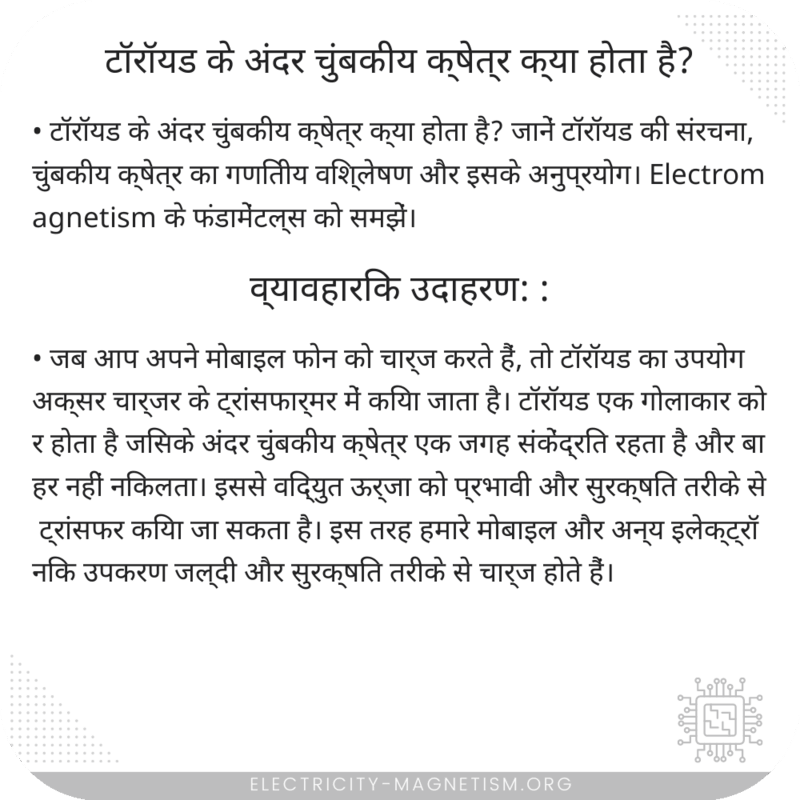 टॉरॉयड के अंदर चुंबकीय क्षेत्र क्या होता है?