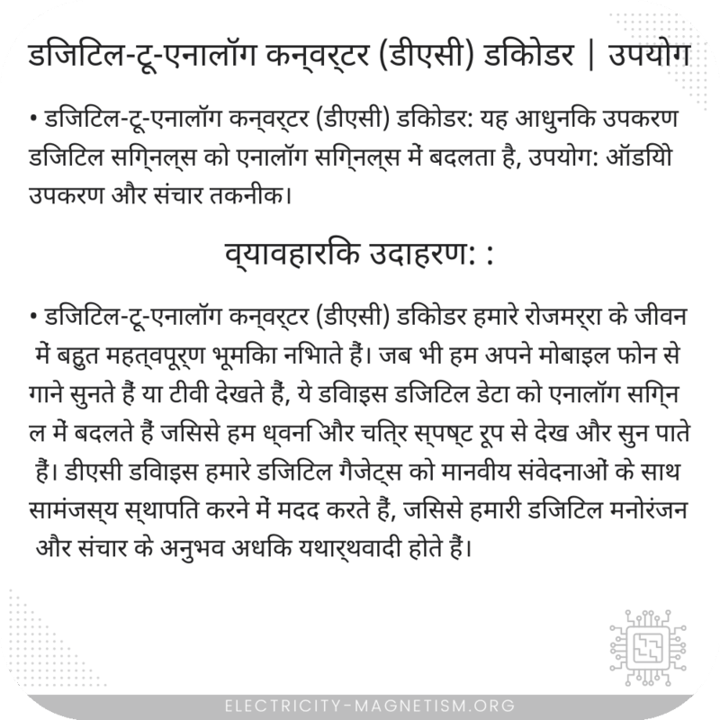 डिजिटल-टू-एनालॉग कन्वर्टर (डीएसी) डिकोडर | उपयोग