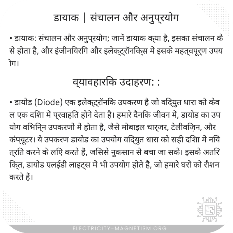 डायाक | संचालन और अनुप्रयोग