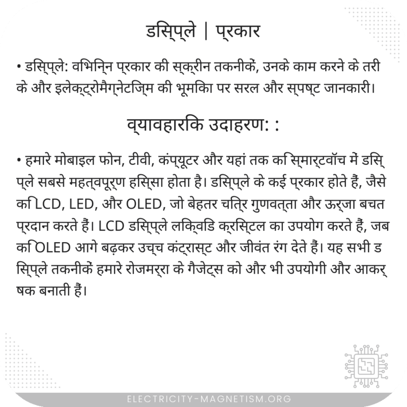 डिस्प्ले | प्रकार