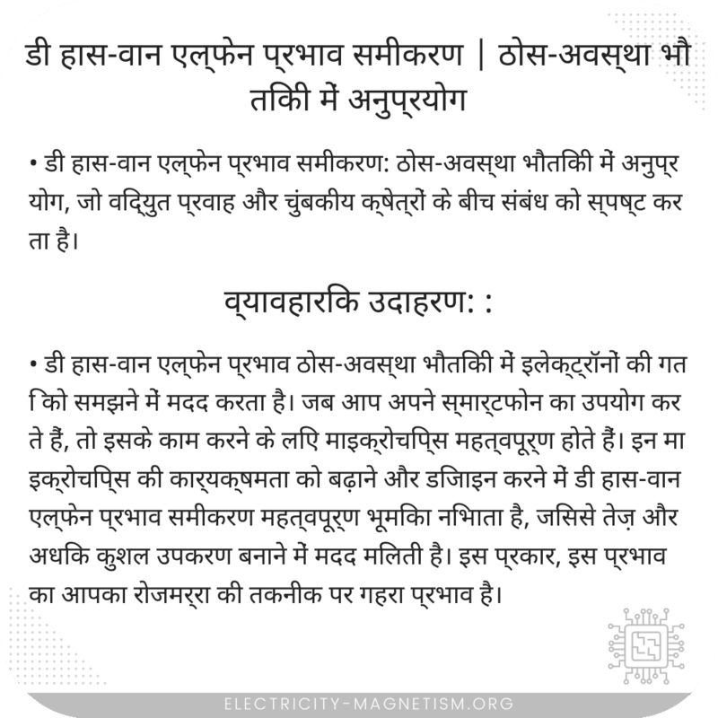 डी हास-वान एल्फेन प्रभाव समीकरण | ठोस-अवस्था भौतिकी में अनुप्रयोग