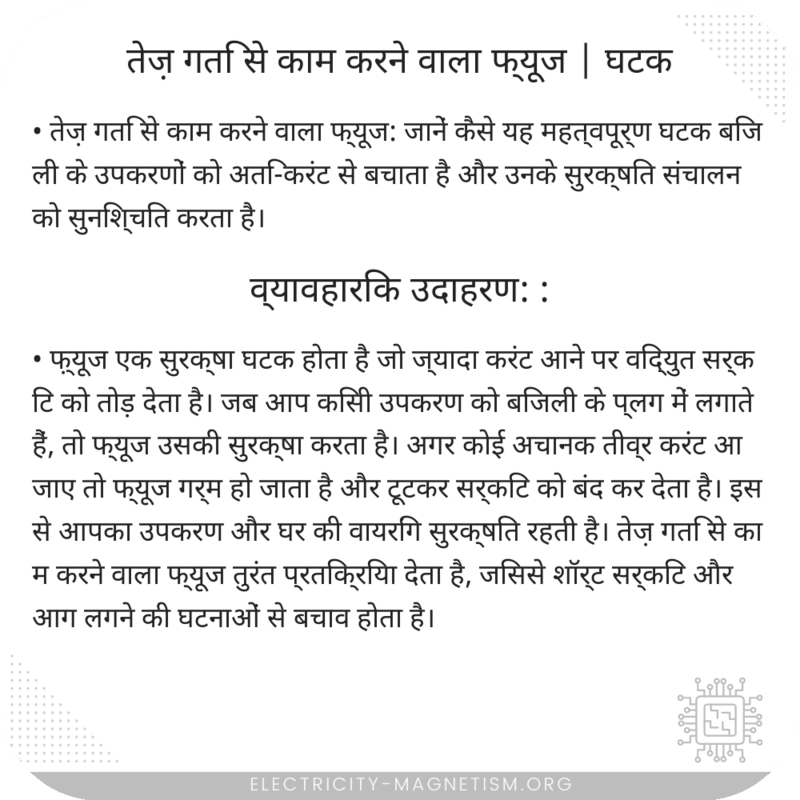 तेज़ गति से काम करने वाला फ्यूज | घटक