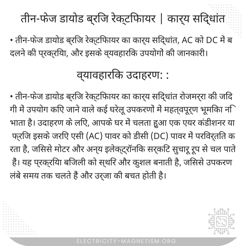 तीन-फेज डायोड ब्रिज रेक्टिफायर | कार्य सिद्धांत