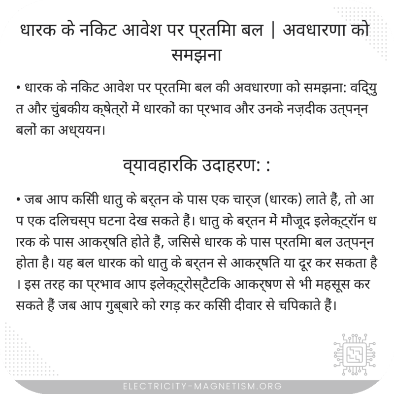 धारक के निकट आवेश पर प्रतिमा बल | अवधारणा को समझना