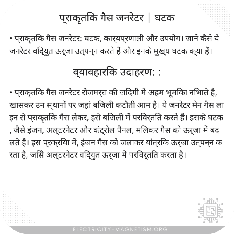 प्राकृतिक गैस जनरेटर | घटक
