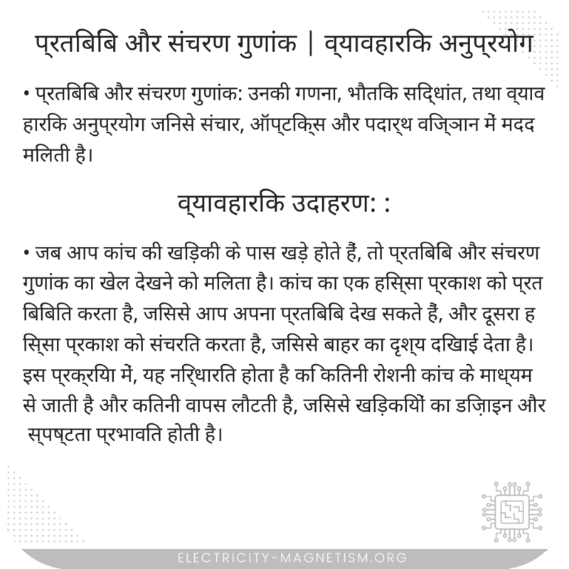 प्रतिबिंब और संचरण गुणांक | व्यावहारिक अनुप्रयोग