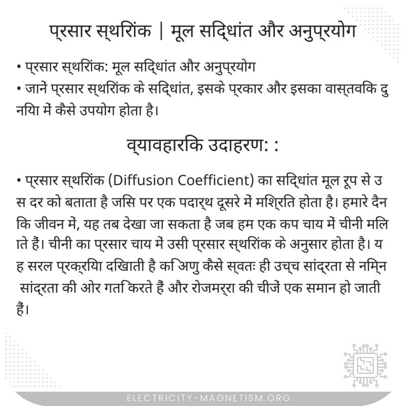 प्रसार स्थिरांक | मूल सिद्धांत और अनुप्रयोग