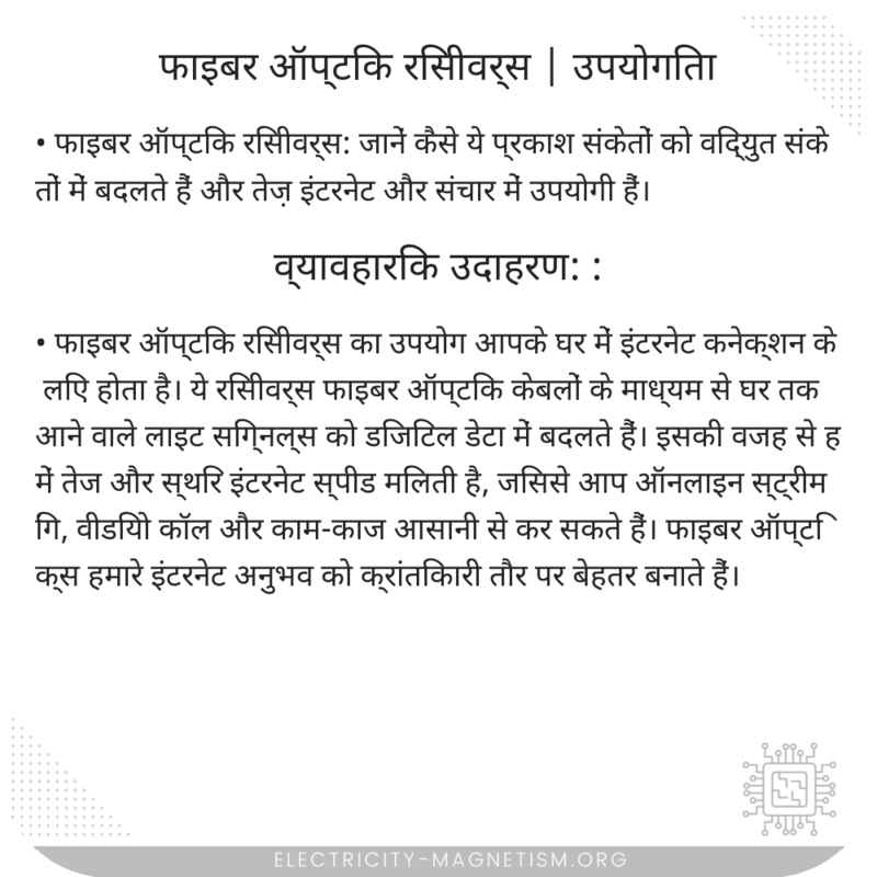 फाइबर ऑप्टिक रिसीवर्स | उपयोगिता
