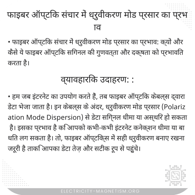 फाइबर ऑप्टिक संचार में ध्रुवीकरण मोड प्रसार का प्रभाव