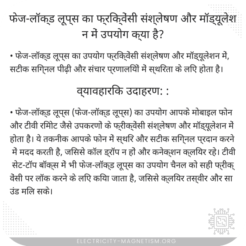 फेज-लॉक्ड लूप्स का फ्रिक्वेंसी संश्लेषण और मॉड्यूलेशन में उपयोग क्या है?