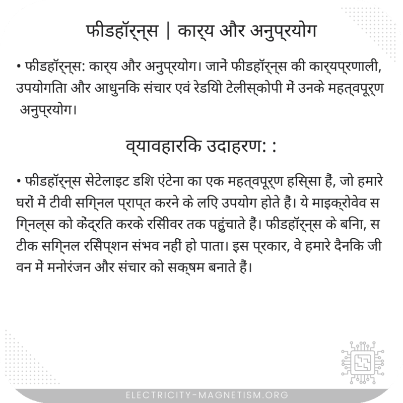 फीडहॉर्न्स | कार्य और अनुप्रयोग