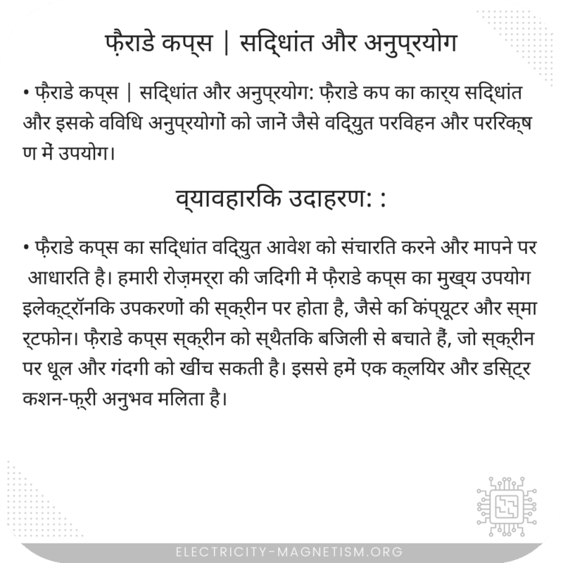 फ़ैराडे कप्स | सिद्धांत और अनुप्रयोग