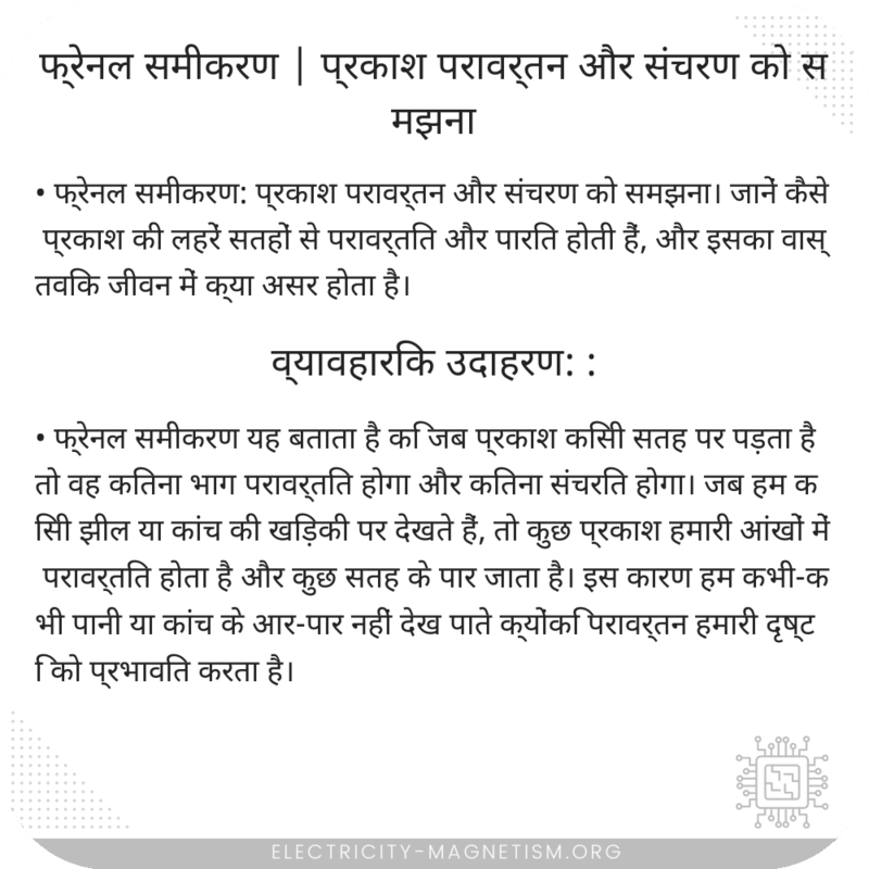 फ्रेनल समीकरण | प्रकाश परावर्तन और संचरण को समझना