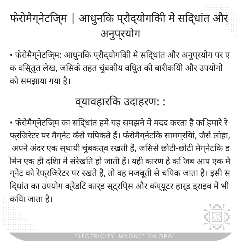 फेरोमैग्नेटिज्म | आधुनिक प्रौद्योगिकी में सिद्धांत और अनुप्रयोग