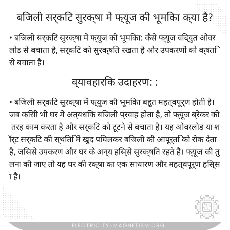 बिजली सर्किट सुरक्षा में फ्यूज की भूमिका क्या है?