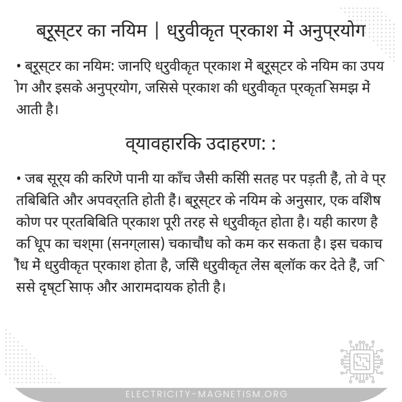ब्रूस्टर का नियम | ध्रुवीकृत प्रकाश में अनुप्रयोग
