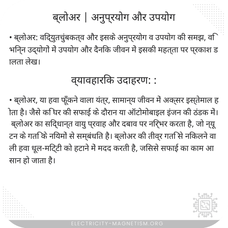 ब्लोअर | अनुप्रयोग और उपयोग