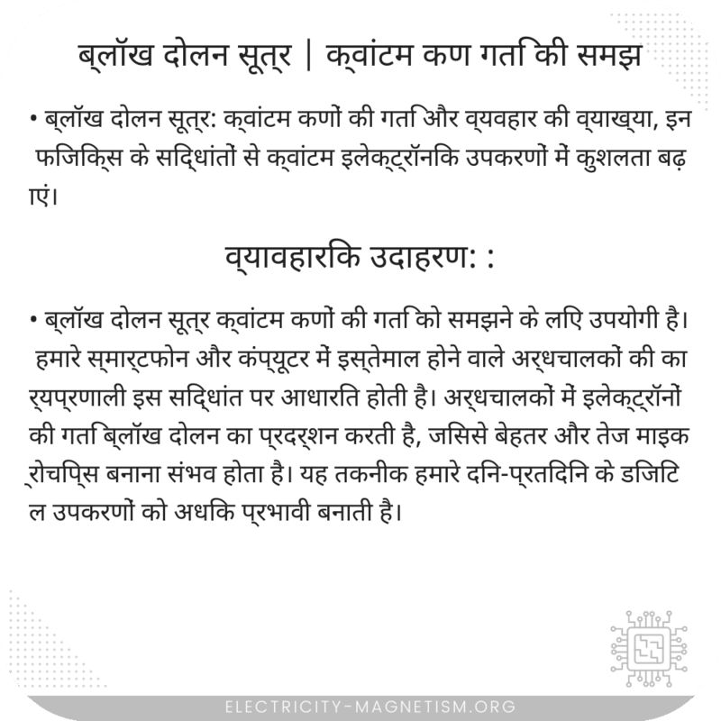 ब्लॉख दोलन सूत्र | क्वांटम कण गति की समझ