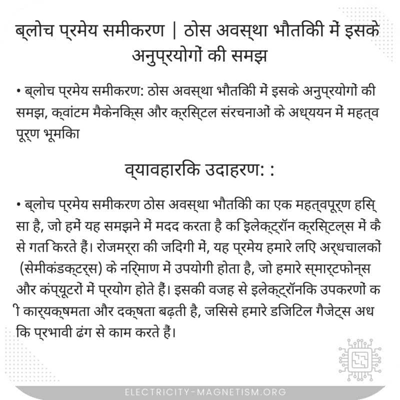 ब्लोच प्रमेय समीकरण | ठोस अवस्था भौतिकी में इसके अनुप्रयोगों की समझ