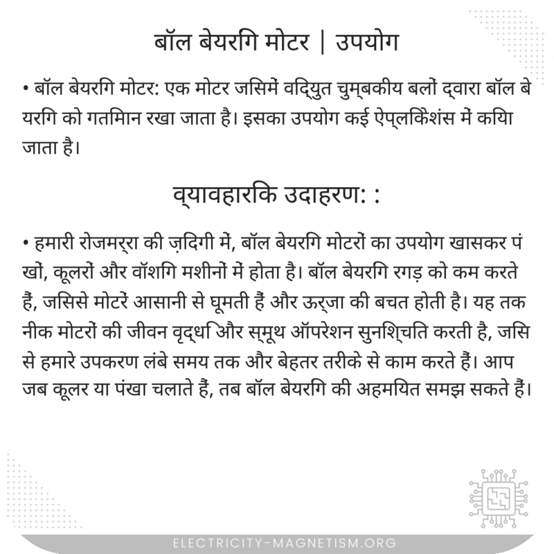 बॉल बेयरिंग मोटर | उपयोग