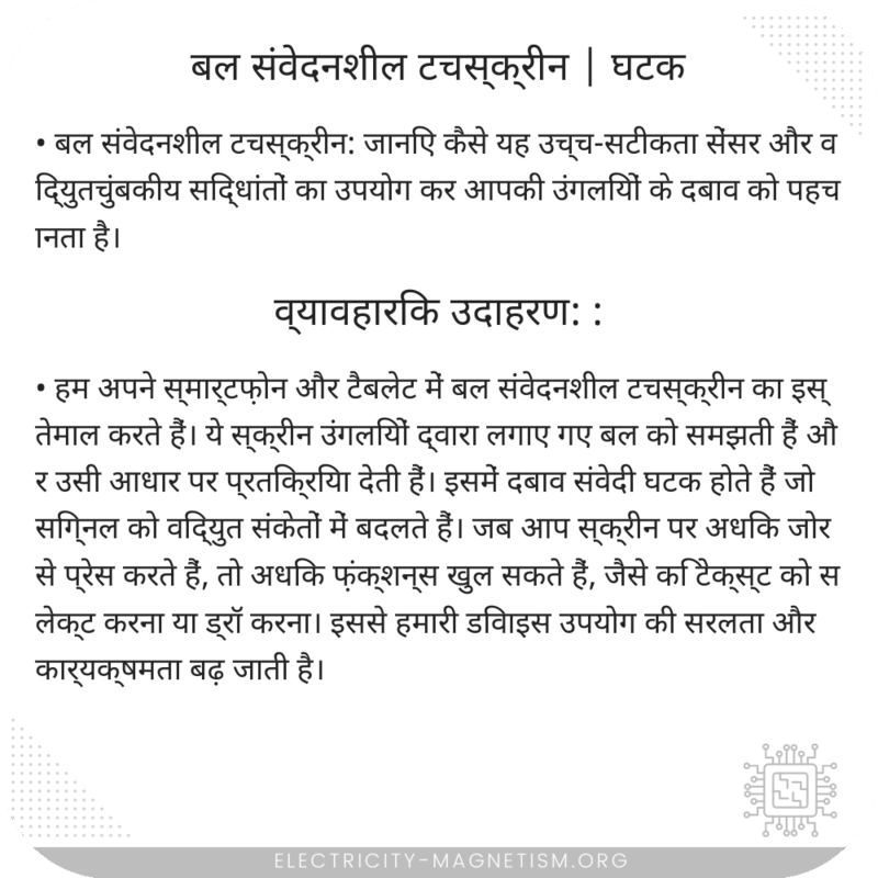 बल संवेदनशील टचस्क्रीन | घटक