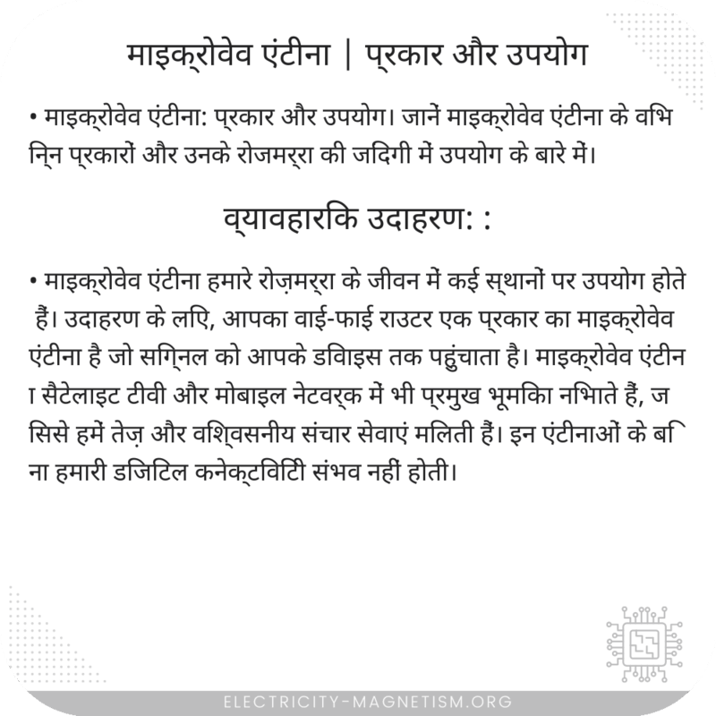 माइक्रोवेव एंटीना | प्रकार और उपयोग