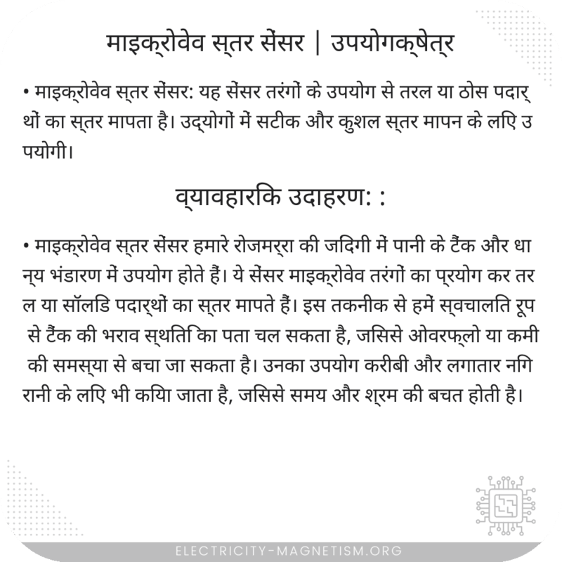 माइक्रोवेव स्तर सेंसर | उपयोगक्षेत्र