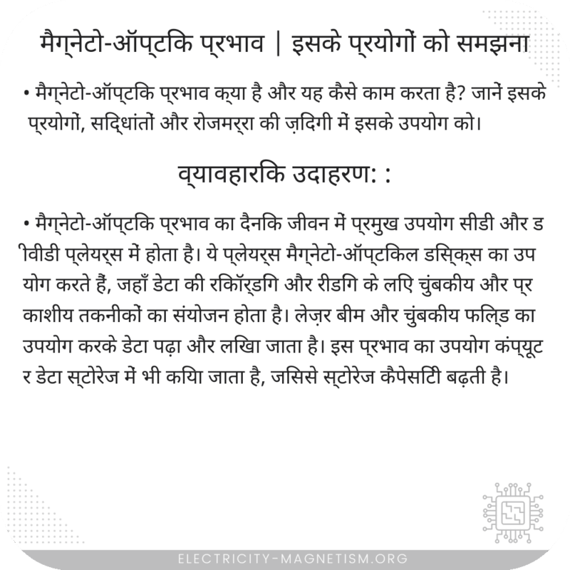 मैग्नेटो-ऑप्टिक प्रभाव | इसके प्रयोगों को समझना