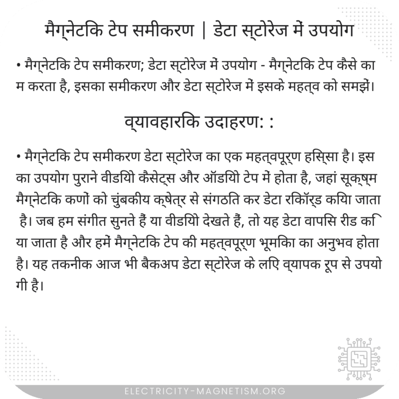 मैग्नेटिक टेप समीकरण | डेटा स्टोरेज में उपयोग