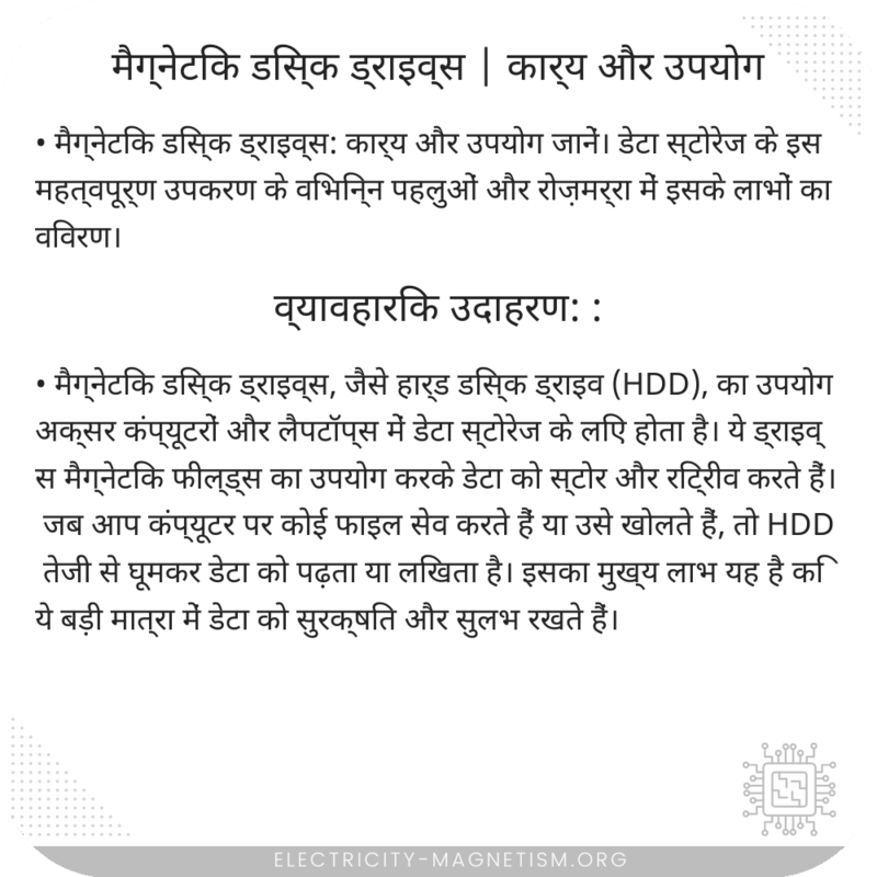 मैग्नेटिक डिस्क ड्राइव्स | कार्य और उपयोग