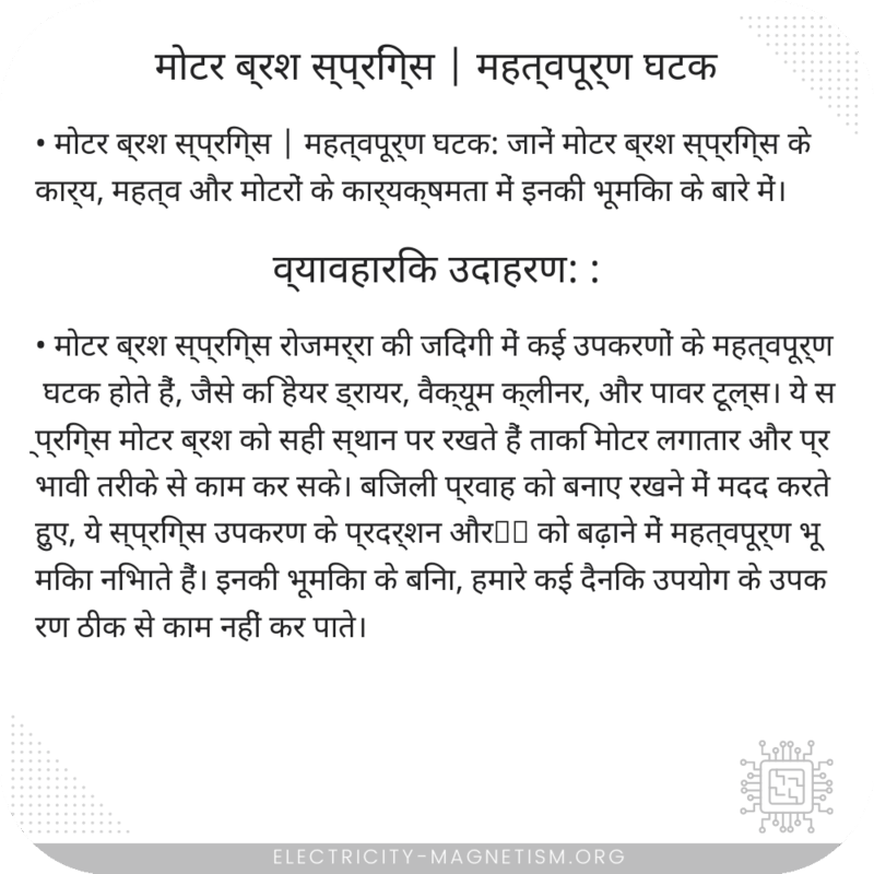 मोटर ब्रश स्प्रिंग्स | महत्वपूर्ण घटक